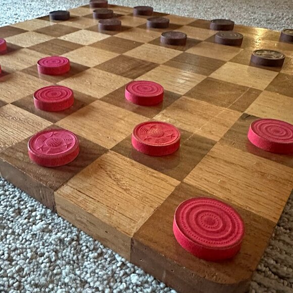 Handmade Wooden Checker Board - Picture 2 of 16